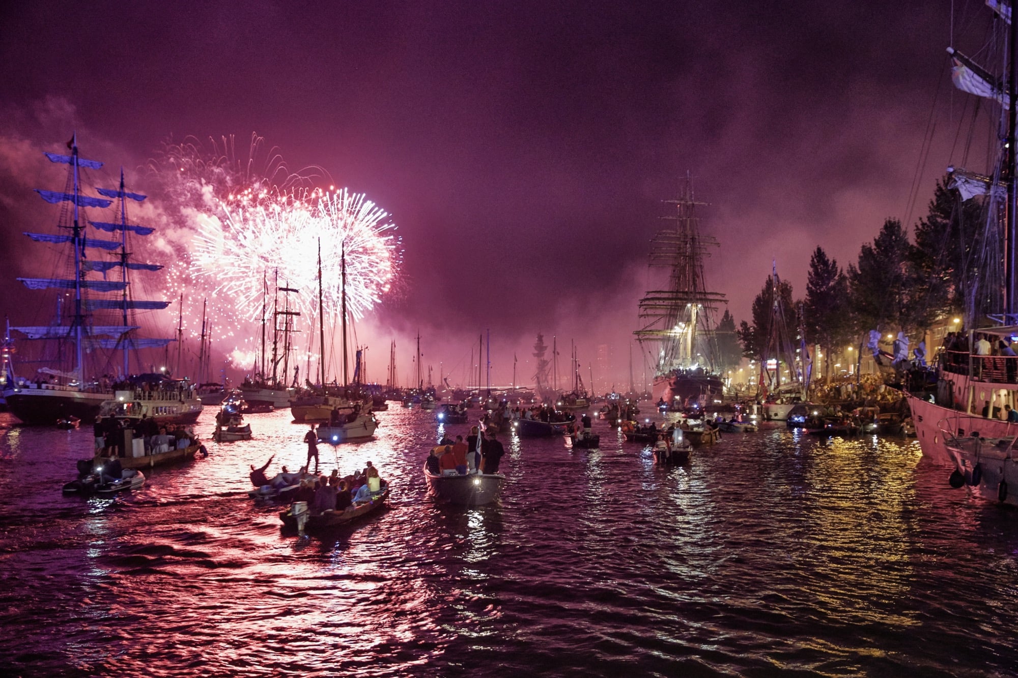 A firework display at the end of a day at SAIL Amsterdam 2015