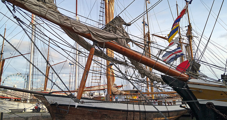 Traditional sail ships at the Baltic Herring Market at Helsinki market Square