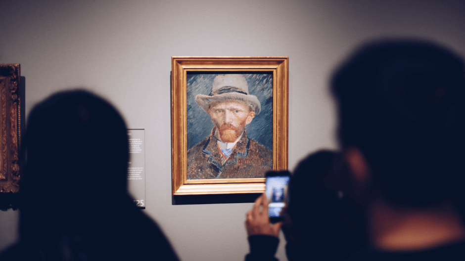 A self-portrait painting of Vincent Van Gogh at the Van Gogh Museum