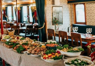 Christmas buffet in the dining room on board M/S Göteborg during a cruise in the Gothenburg archipelago.