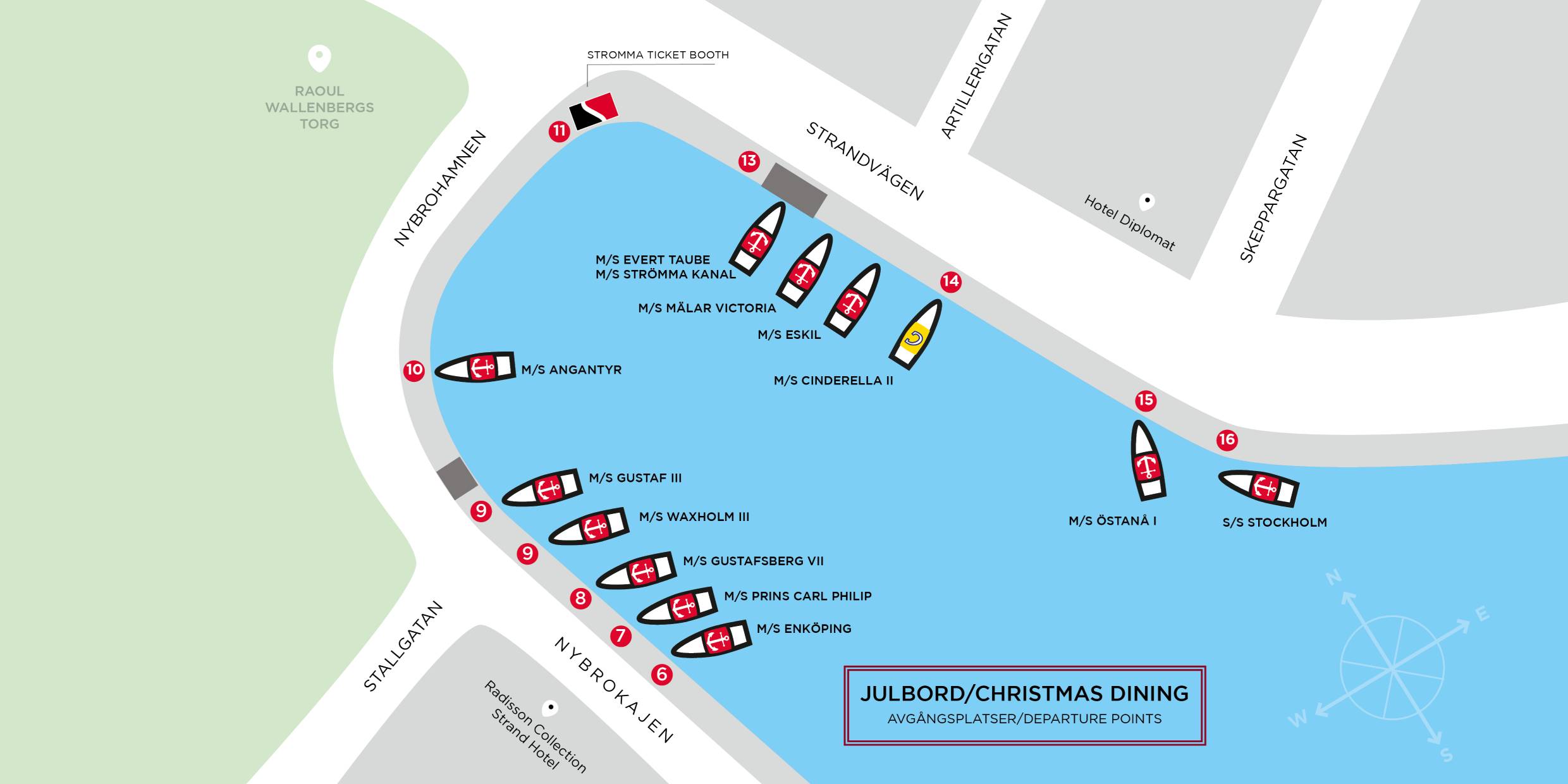 Kajplatser julbordskryssningar Nybroviken 2022