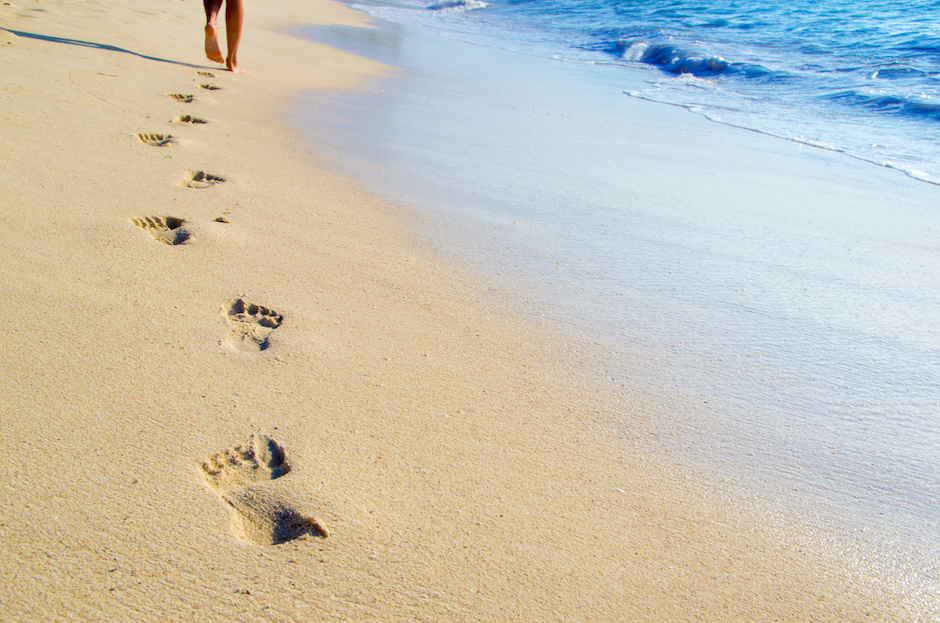 Footprints on a sany beach