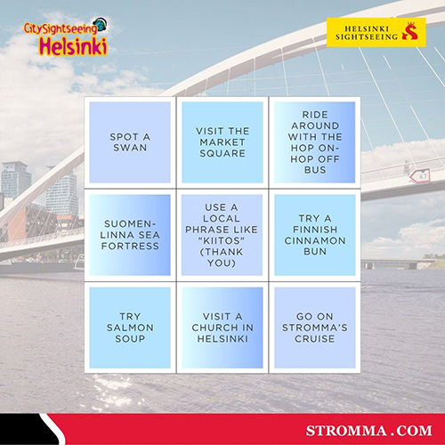Bingo card for a  summer things to do in Helsinki bingo