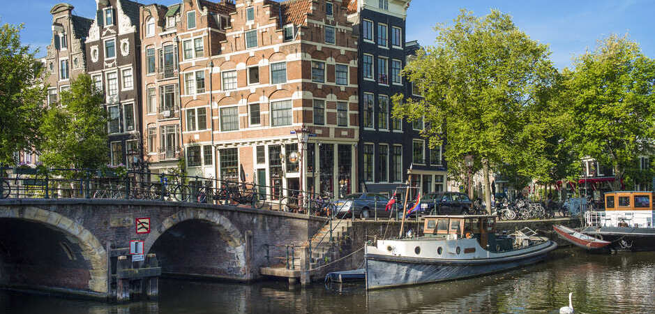 Summer view of the famous Amsterdam Canals
